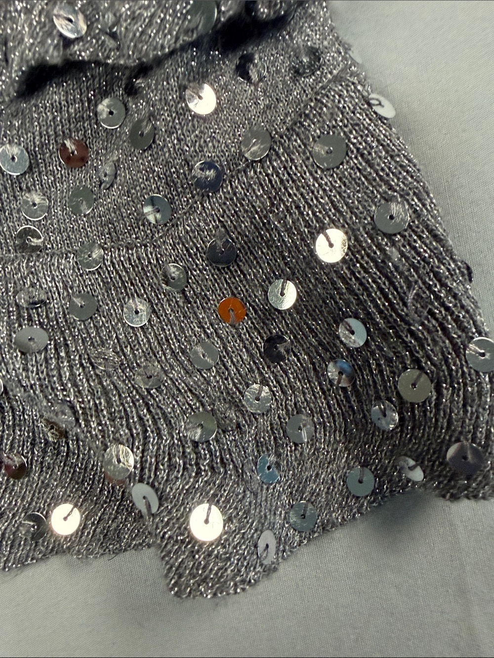 INC International Concepts Silver Sequin Ruffle knit shirt. - Picture 5 of 9